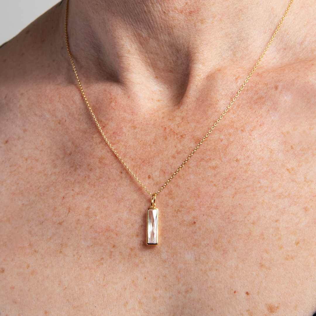 Demi Baguette Gemstone Charm Necklace