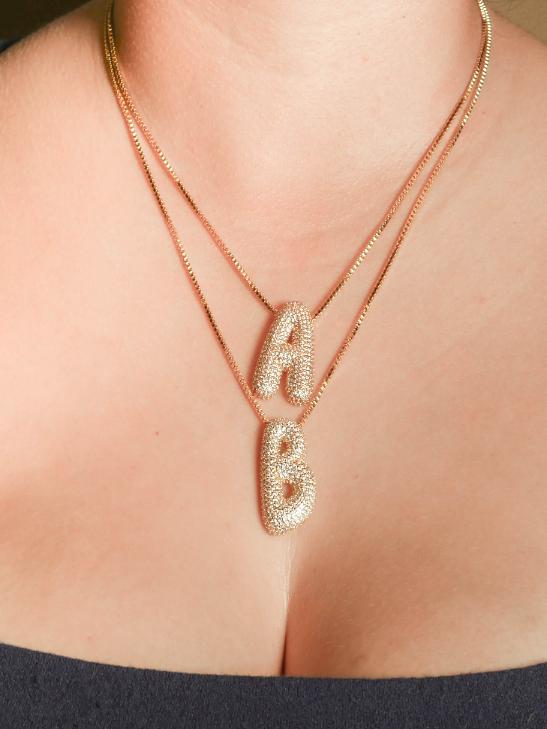 Rima Pave Set Initial Necklaces